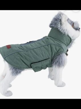 Quilted Green Dog Parka  New Xl Reversible